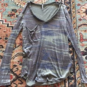 Z Supply Camo Burnout Pocket neck longsleeve